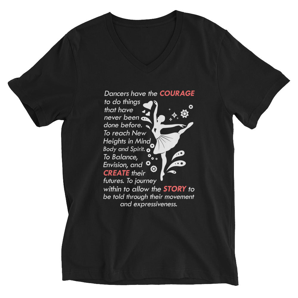 Dancers Courage Black Short Sleeve V-Neck T-Shirt