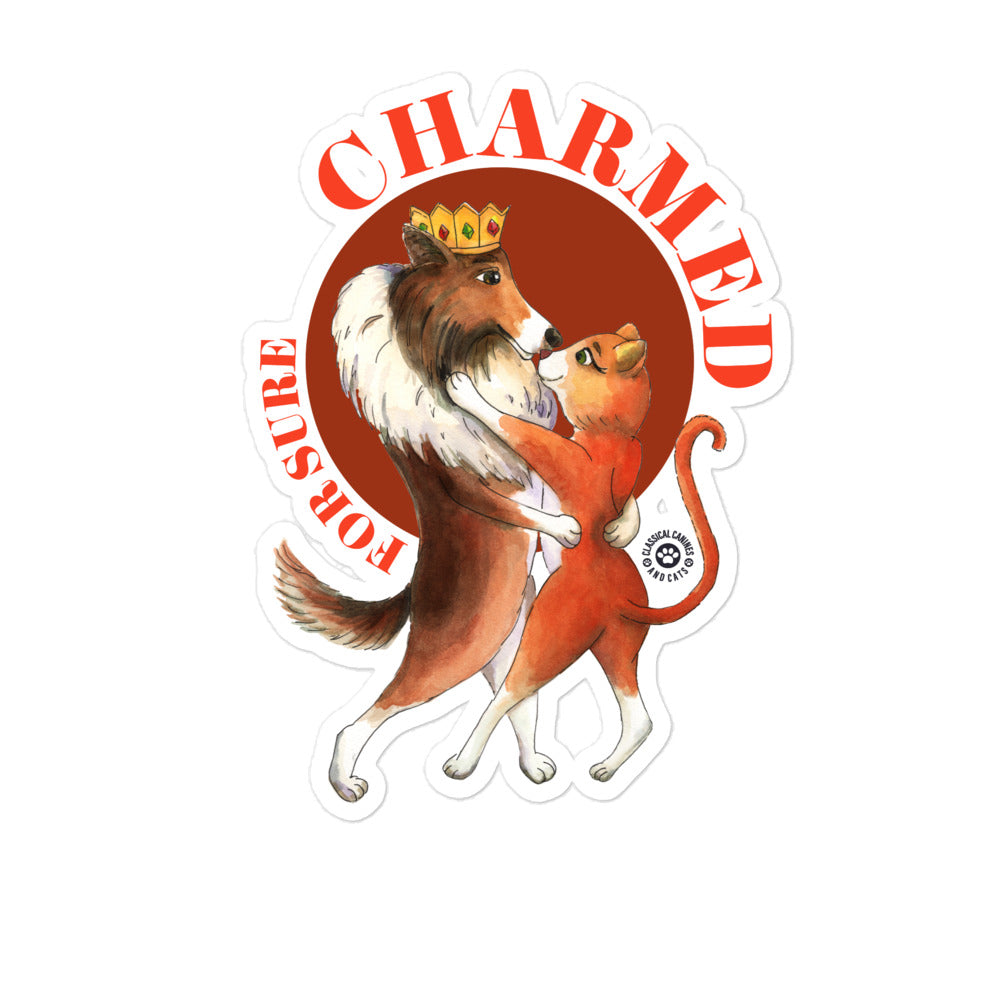 Charmed For Sure Classical Canine and Cats Sticker