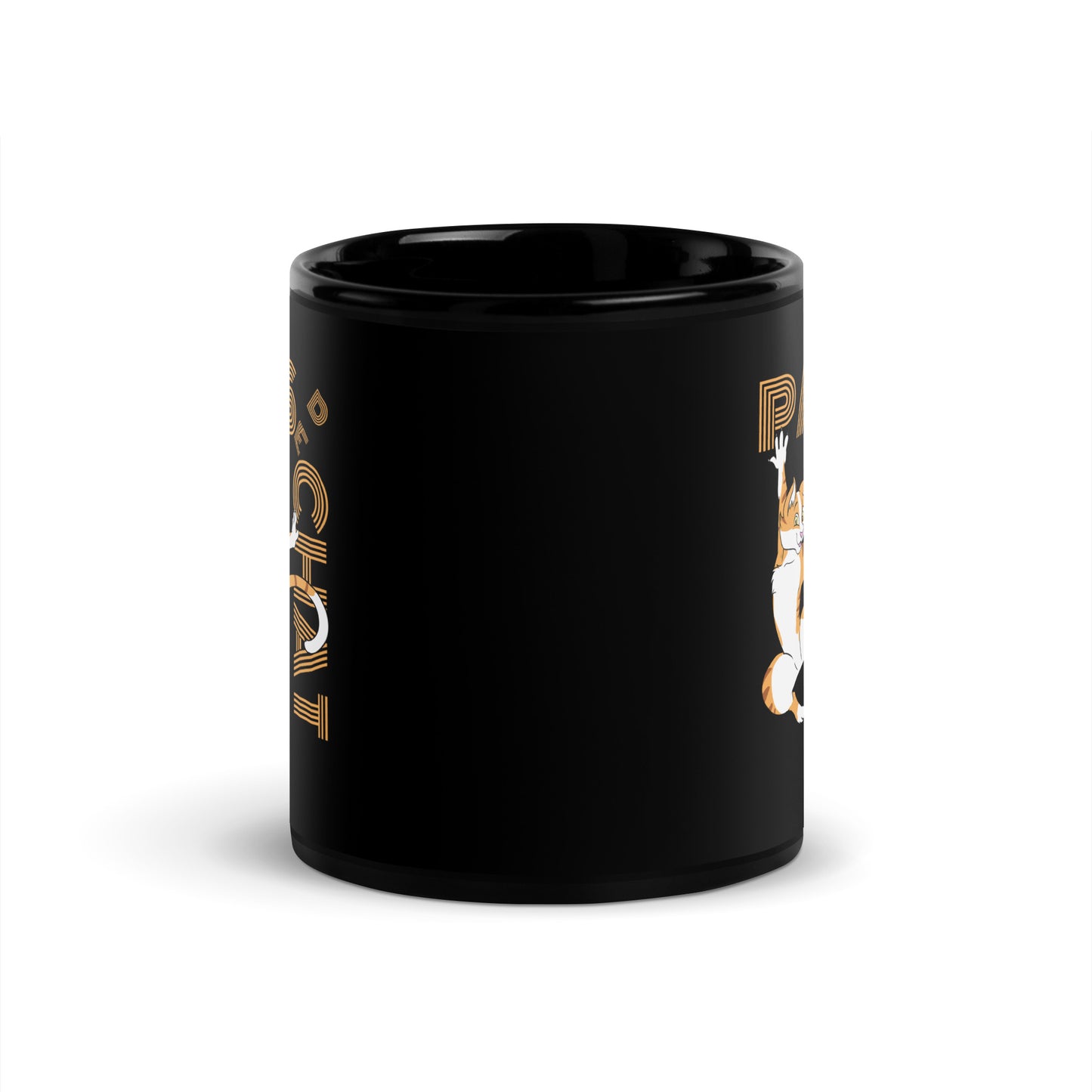 Pas de Chat Black Glossy Mug