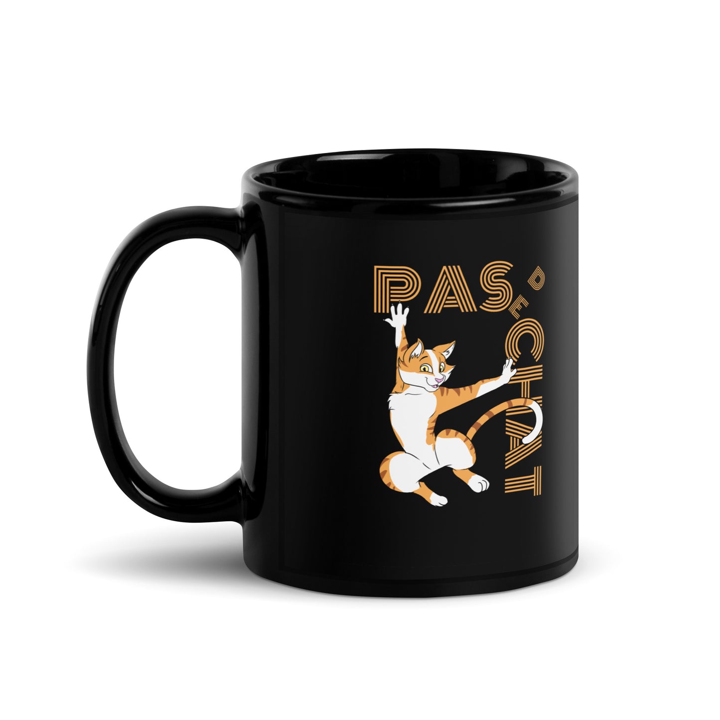 Pas de Chat Black Glossy Mug