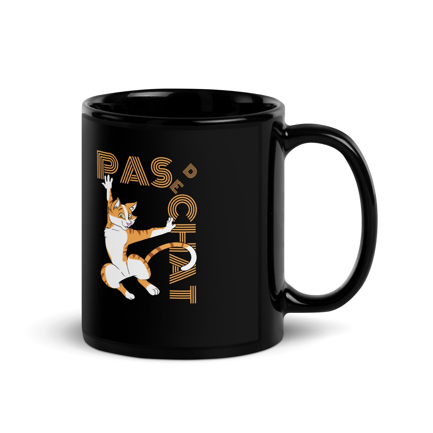 Pas de Chat Black Glossy Mug