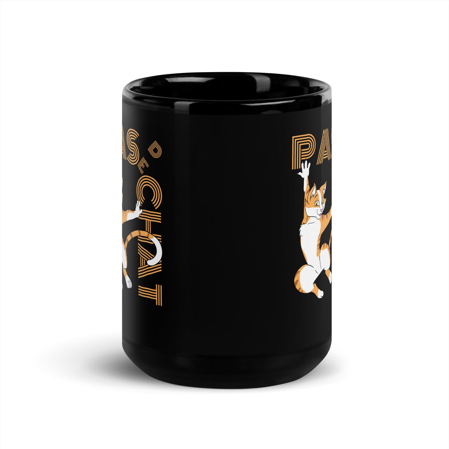 Pas de Chat Black Glossy Mug