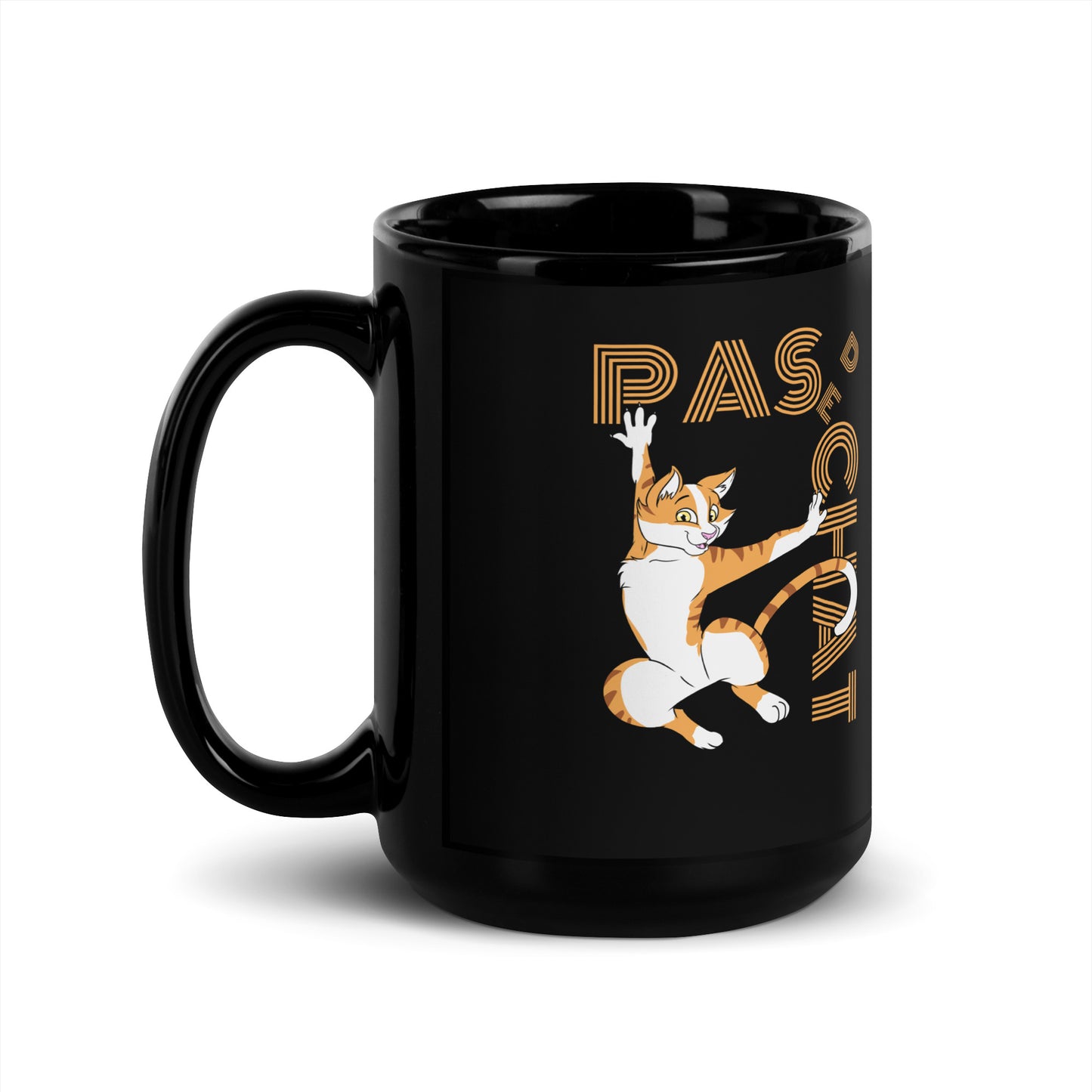 Pas de Chat Black Glossy Mug