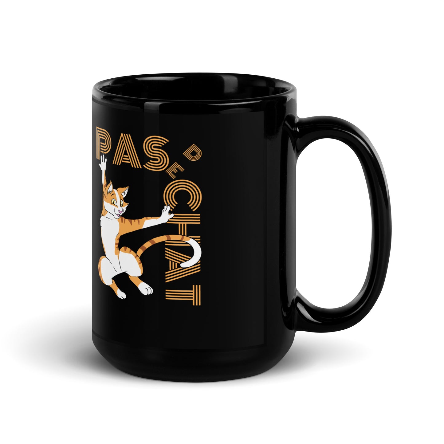 Pas de Chat Black Glossy Mug