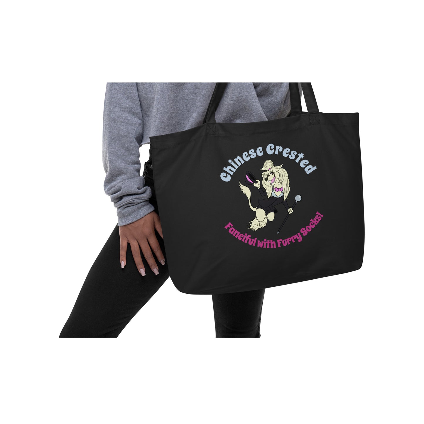 Chinese Crested Dog Large organic tote bag